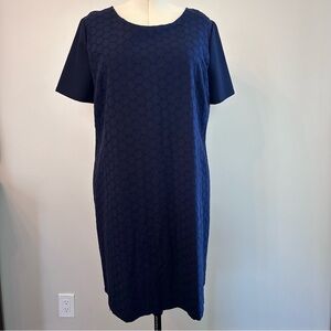 Navy Blue Lark & Ro Eyelet sheath dress Size XL w/ Metal Zipper detail on back.